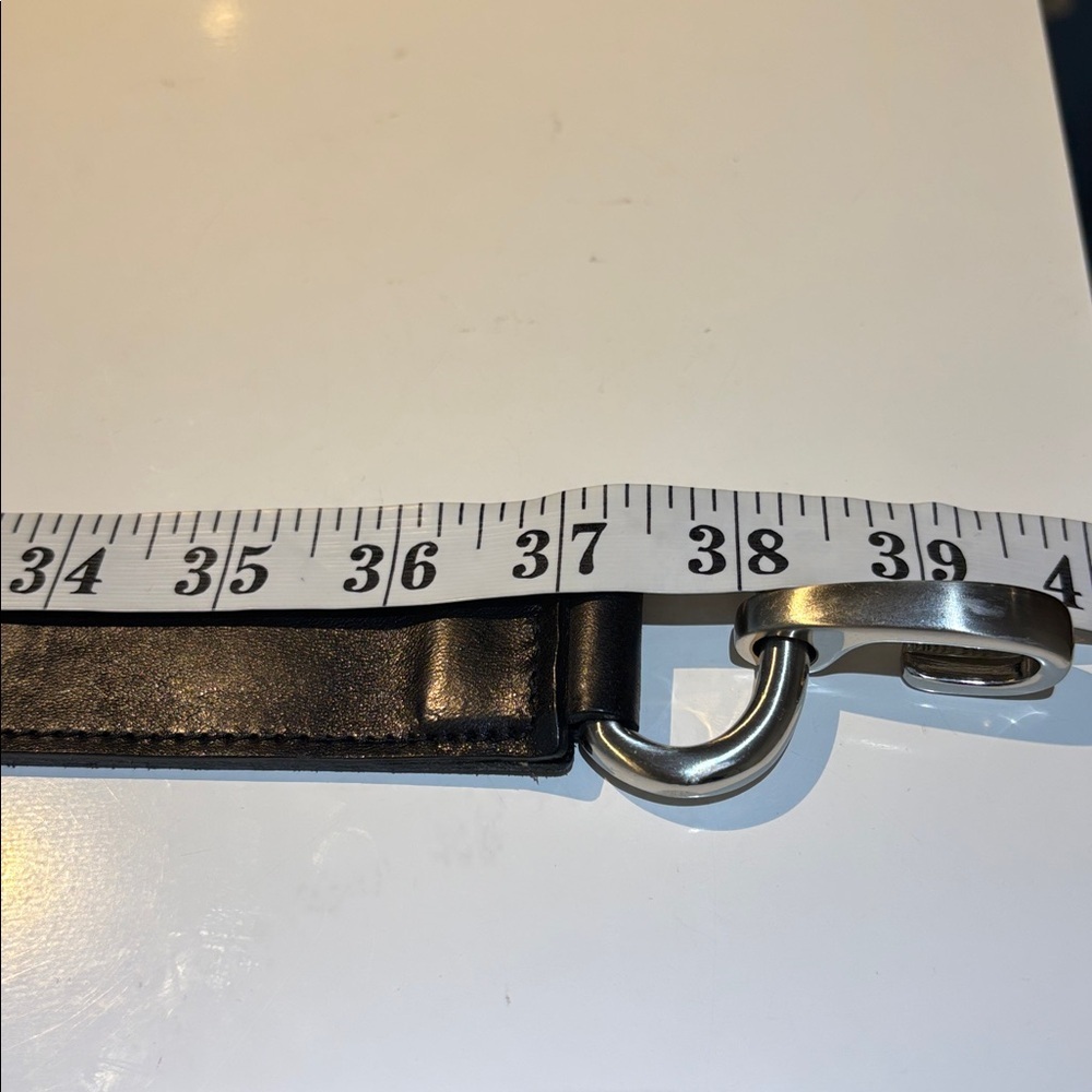 Brave 1992 black leather and elastic belt with brushed silver buckle size 36 - Picture 14 of 15